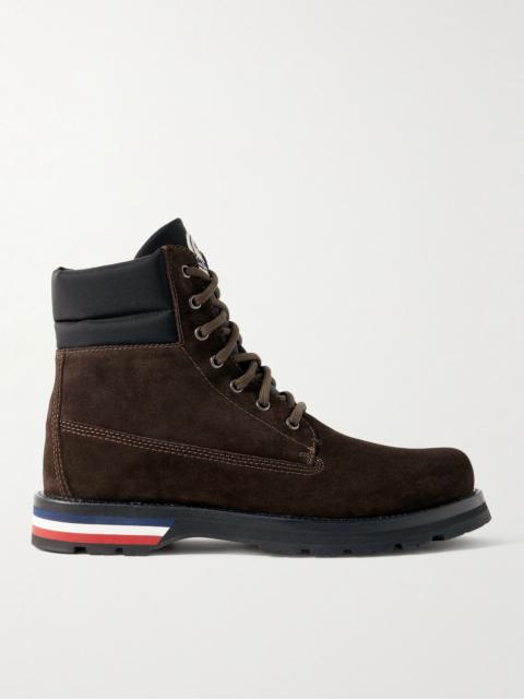 Moncler Vancouver Shell-Trimmed Suede Hiking Boots Dark brown