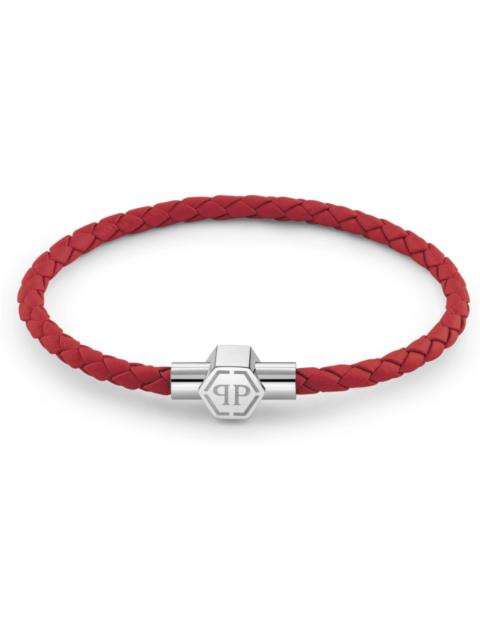 PHILIPP PLEIN Philipp Plein Plein Tag Calf Leather Bracelet Stainless Steel