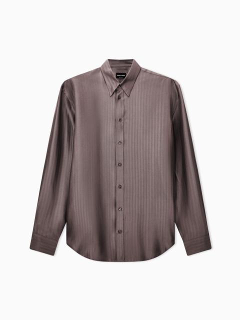 GIORGIO ARMANI SHIRT REGULAR FIT IN VISCOSE AND SILK CHEVRON JACQUARD