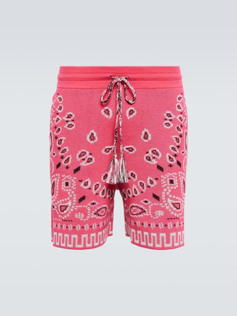 Bandana cotton-blend piqué shorts