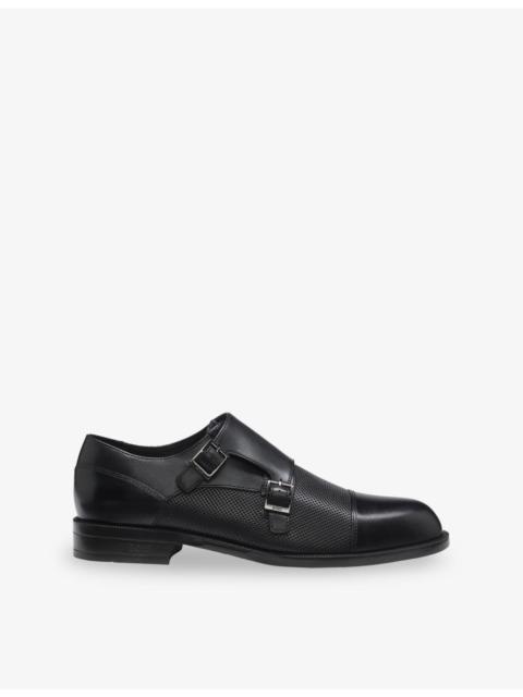 BOSS Buckle Leather Monk Shoes