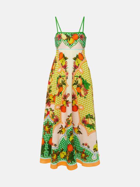 Lemonis printed linen maxi dress