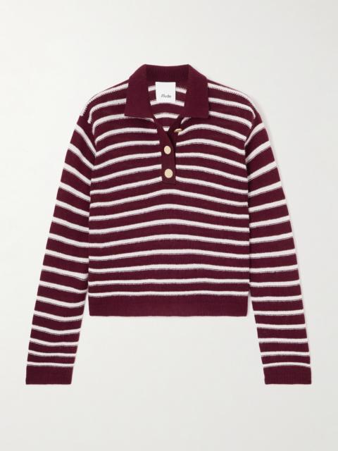 Allude Striped Wool And Cashmere-blend Polo Sweater