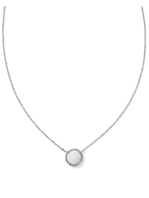 KENDRA SCOTT Volleyball Silver Short Pendant Necklace in White Mother-of-Pearl