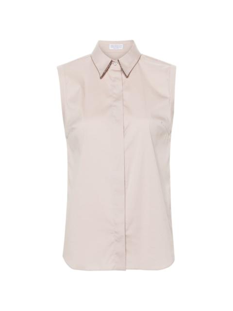 sleeveless button-up shirt