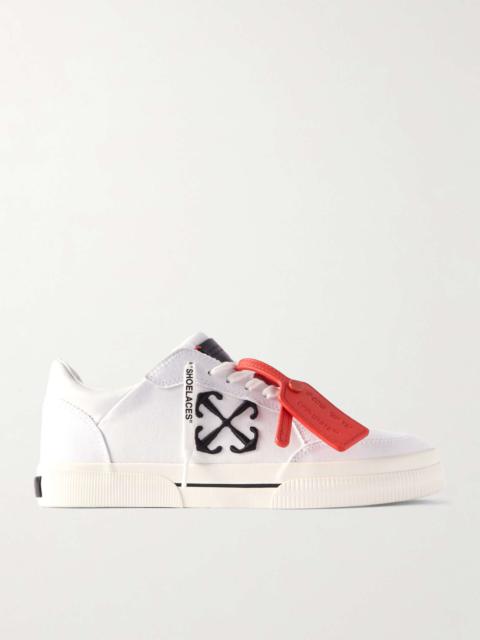 Off-White Logo-Embroidered Leather-Trimmed Canvas Sneakers