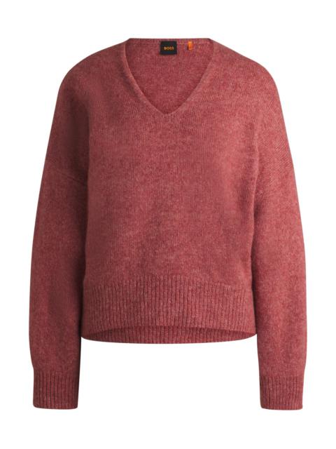 BOSS RELAXED-FIT SWEATER WITH V NECKLINE