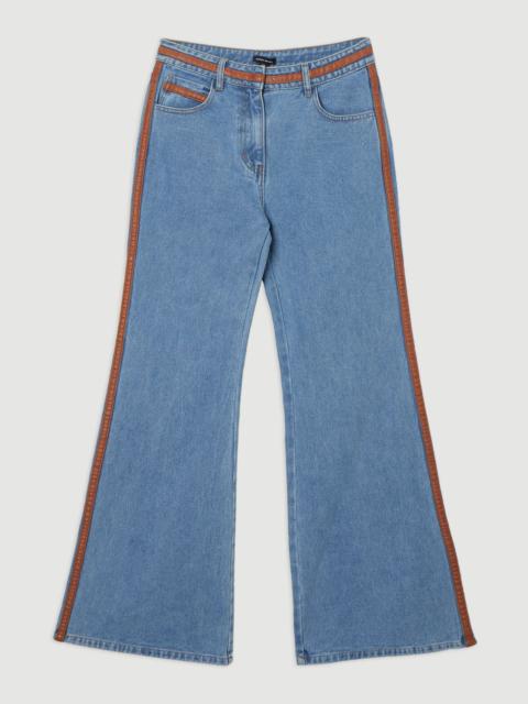 KAREN MILLEN Denim & Faux Leather Tipped Side Skinny Flare Jean