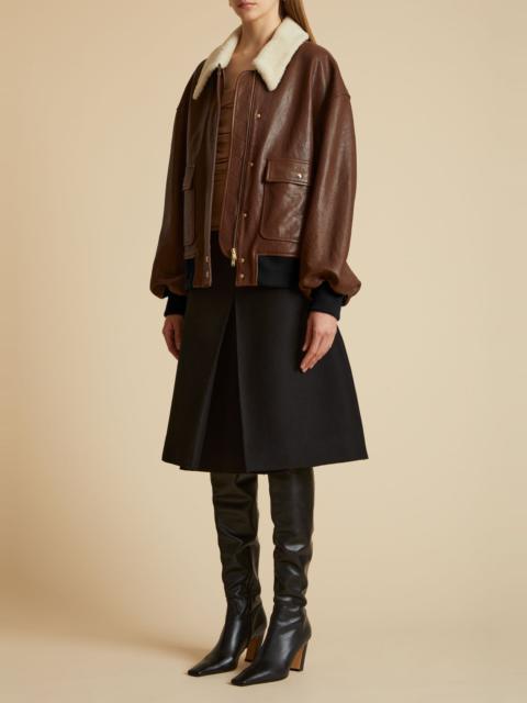 KHAITE The Shellar Jacket in Classic Brown Leather