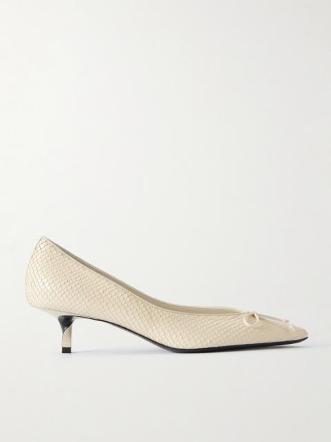 JACQUEMUS Tourni Bow-detailed Snake-effect Leather Pumps