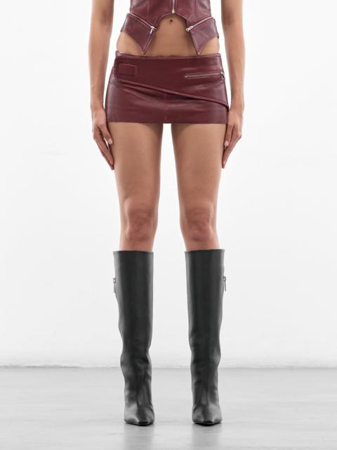 DIDU Red Leather Micro Skirt