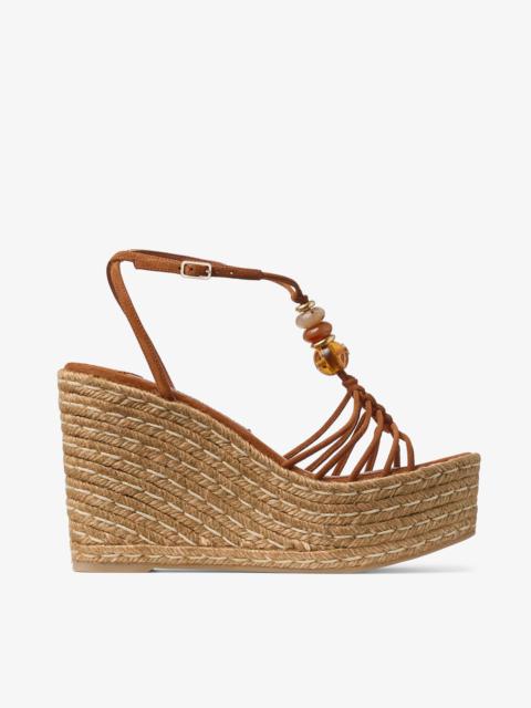 JIMMY CHOO Lemi Wedge 100 Tan Mix Suede Wedges with Beads