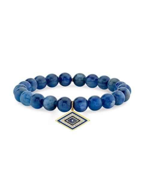 SYDNEY EVAN Women's Large Groovy Eye 14K Yellow Gold, Enamel, 0.127 TCW Diamond & Multi-Gemstone Bead Stretch Br