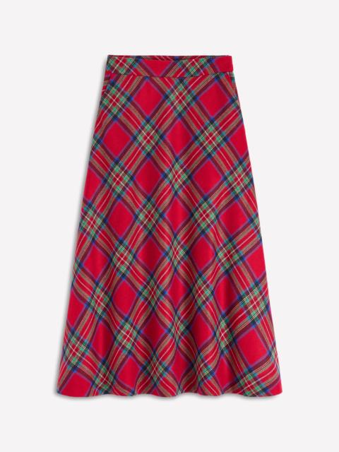 BODEN Hayley Wool Midi Skirt-Red, Blue and Green Check