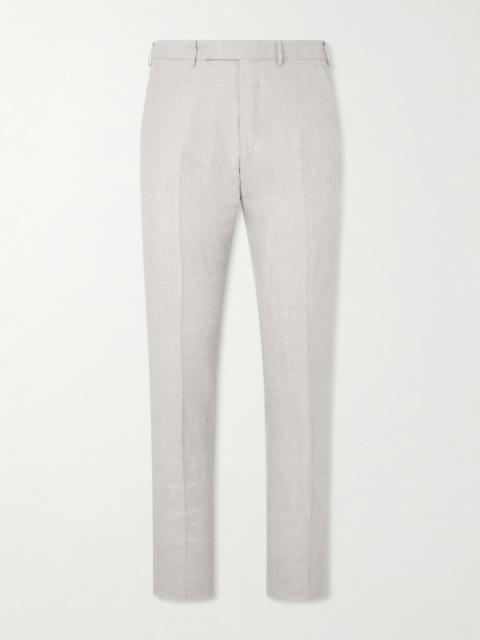 ZEGNA Slim-Fit Tapered Pleated Wool, Linen and Silk-Blend Suit Trousers