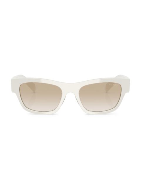 Prada Women's 53MM Rectangular Sunglasses - White Grey Gradient