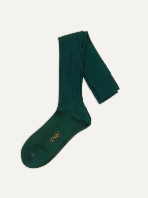 Drake's Dark Green Wool Over-the-Calf Socks