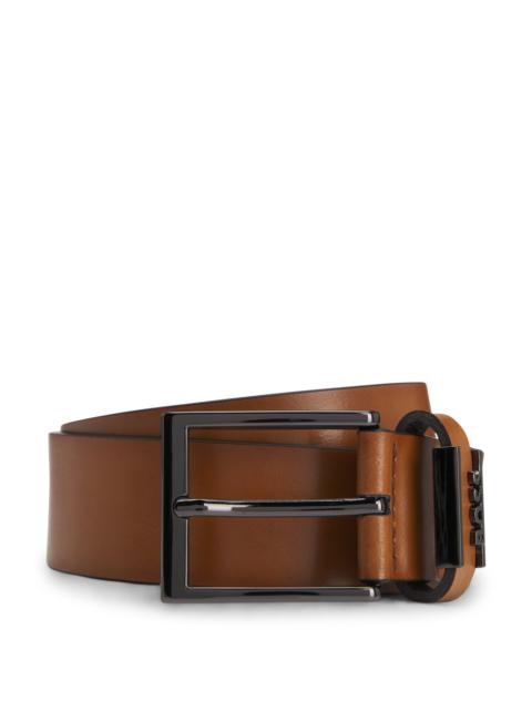 BOSS ITALIAN-LEATHER BELT WITH LOGO KEEPER