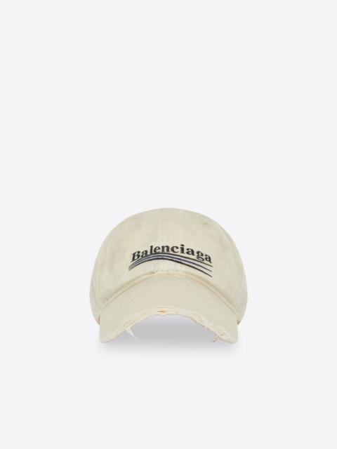 BALENCIAGA Men's Political Campaign Destroyed Cap in Beige
