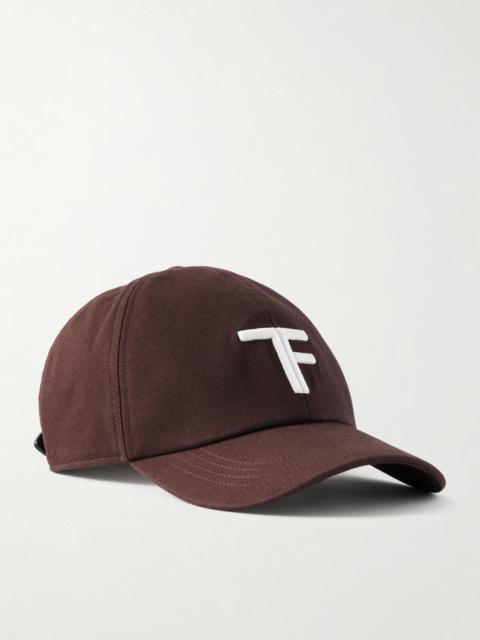 TOM FORD Leather-Trimmed Logo-Embroidered Cotton-Twill Baseball Cap