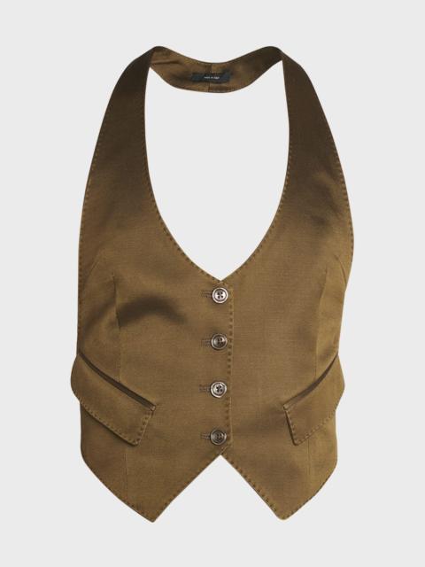 Silk Wool Twill Backless Waistcoat