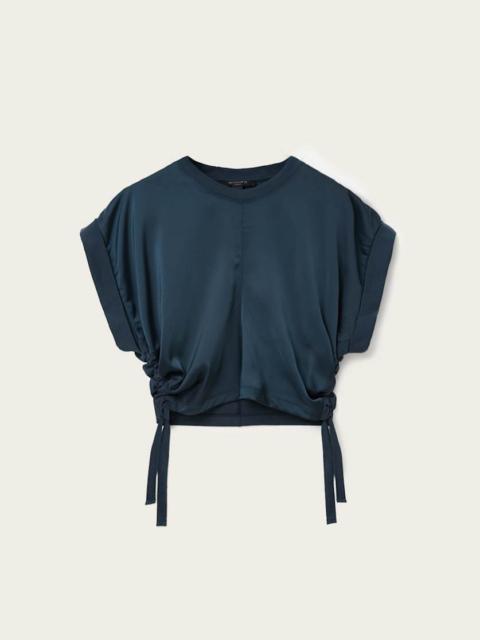 ALLSAINTS MIRA CROPPED SATIN DRAWCORD T-SHIRT