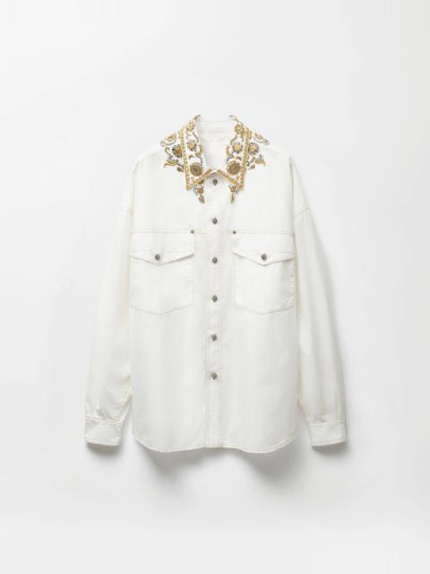 VERSACE Embroidered Cotton-Poplin Shirt