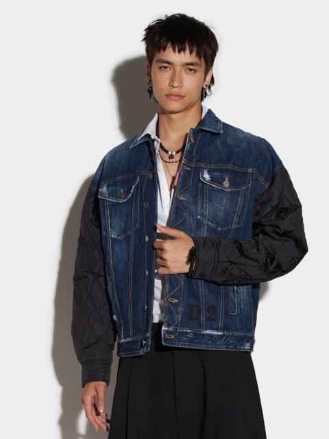 D2 QUILTED MIX DROPPED SHOULDER JEAN JACKET