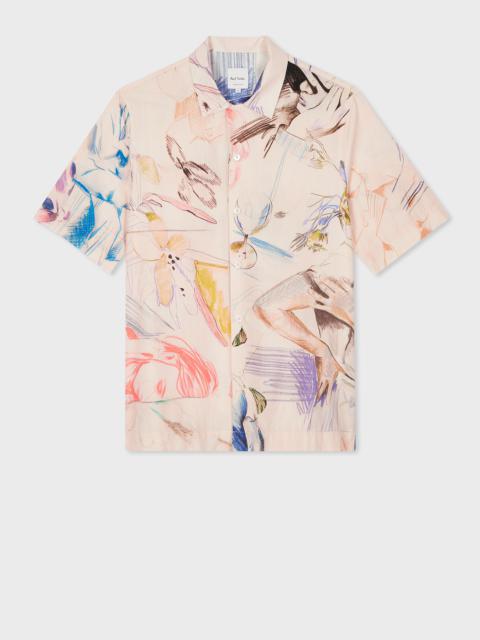 Dusty Pink 'Sketchbook' Print Cotton Shirt