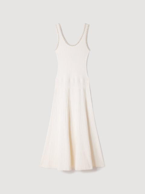 Sandro RHINESTONE KNIT MAXI DRESS