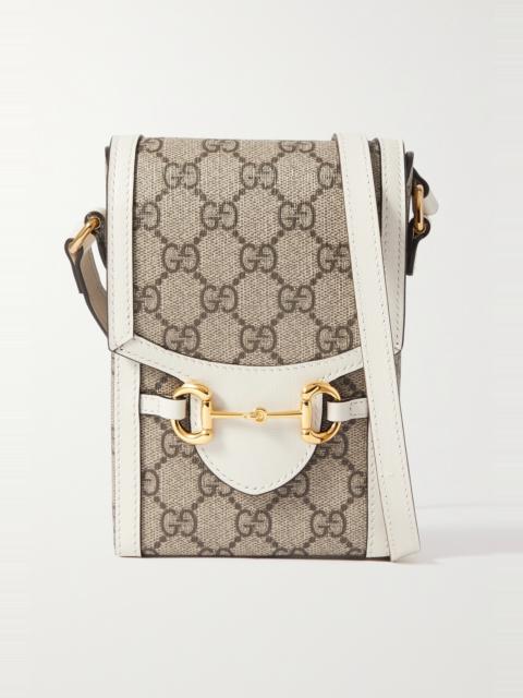 GUCCI Horsebit 1955 leather-trimmed printed coated-canvas pouch