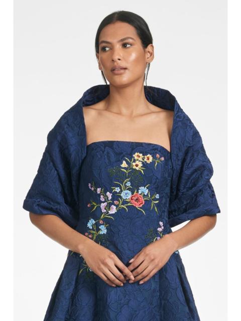 SACHIN & BABI THE HUG SHAWL - MIDNIGHT JACQUARD CLOQUE