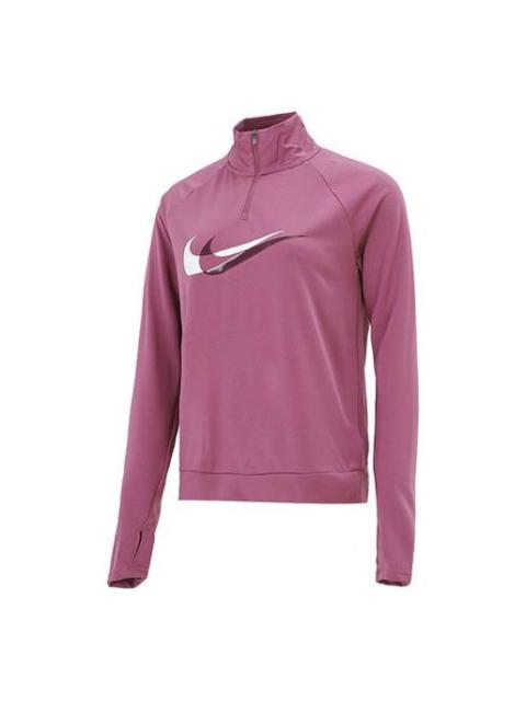 Nike (WMNS) 나이키 DRI-FIT 절반 지퍼 빠른 건조한 사려깊은 스포츠 긴 소매 깊은 빨강 티셔츠 DD6842-507