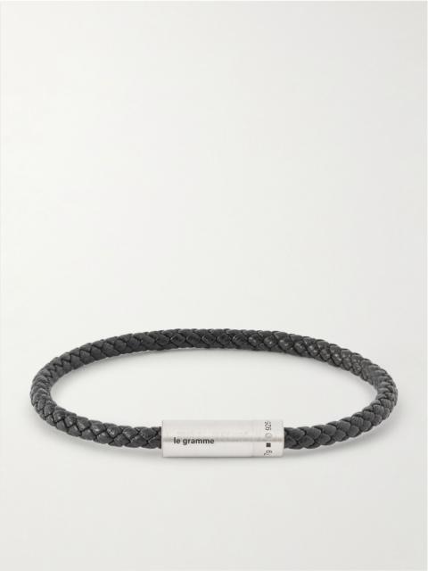 le gramme 7g Sterling Silver and Leather Cable Bracelet Black