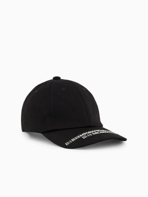 EMPORIO ARMANI Canvas baseball cap with Emporio Armani Milano embroidery