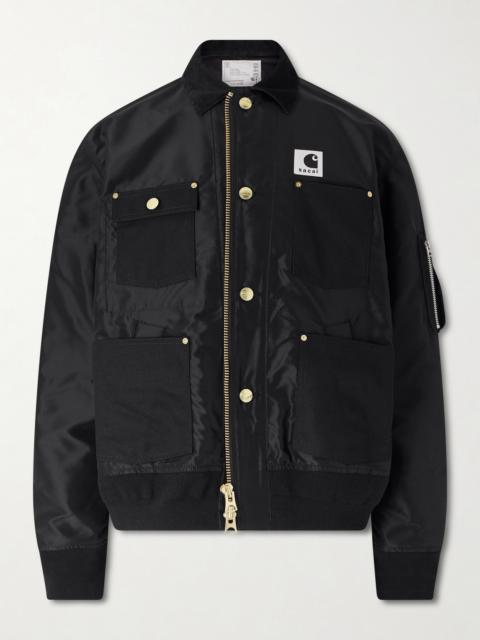 sacai Carhart WIP Padded Shell and Cotton-Twill Bomber Jacket