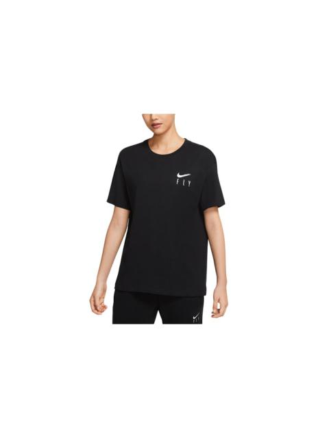 Nike (WMNS) Nike Fly Logo Printing Sports Basketball Short Sleeve Black T-Shirt DB6193-010