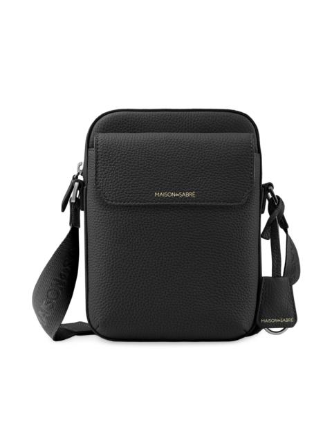 MAISON de SABRÉ Unisex Small Leather Messenger Bag - Black Caviar