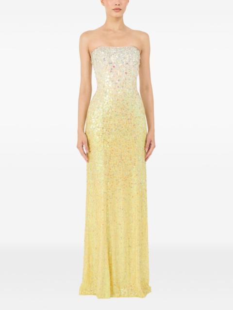 JENNY PACKHAM sequin embellished strapless maxi dress