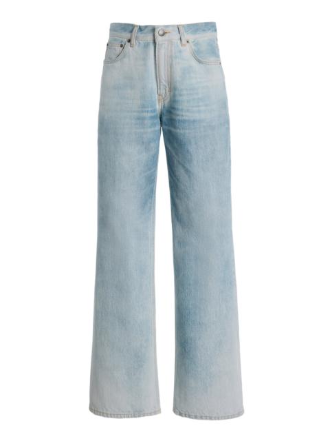 HAIKURE Korea Rigid Mid-Rise Flared-Leg Jeans blue