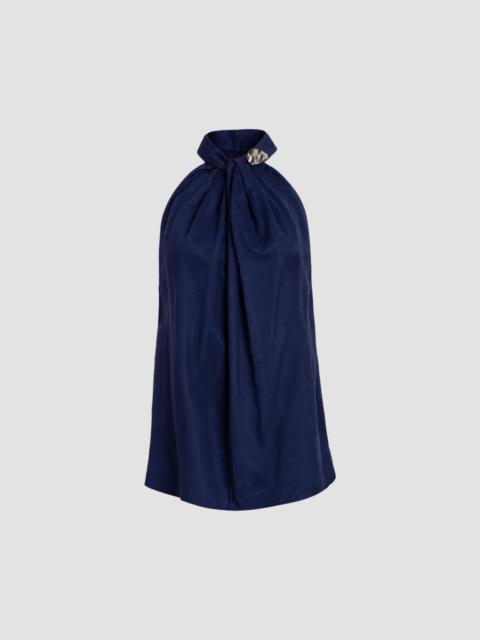 SILVIA TCHERASSI Women's Shela Embellished Halterneck Blouse - Navy