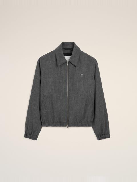 AMI Paris GREY WOOL PADDED JACKET WITH AMI DE COEUR
