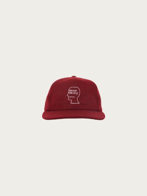 BRAIN DEAD Flannel Logohead 6 Panel Hat - Burgundy