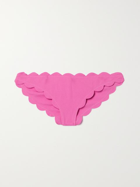 MARYSIA Antibes scalloped seersucker bikini briefs Pink