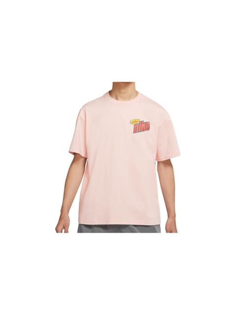 Nike Men's Nike Back Large Logo Pattern Printing Round Neck Casual Short Sleeve Pink T-Shirt DM2198-601