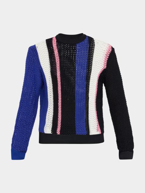 3.1 Phillip Lim Men's Block Stripe Pointelle Sweater