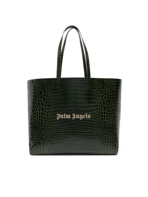 Palm Angels logo-appliquÃ© leather tote bag