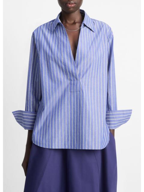 Vince Striped Cotton Relaxed Popover Shirt