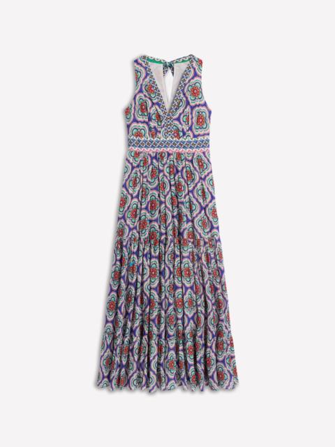 BODEN Serena Cotton Tie Maxi Dress-Bright Blue, Botanic Blush