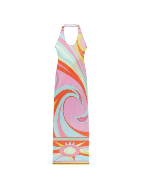 Cigni-print maxi dress